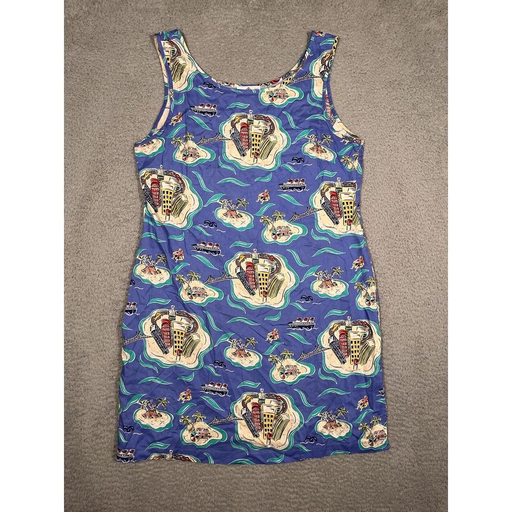 Land & Sea‎ Dress Hilton Head Savannah Beach Tourist Travel Dress XL Blue Rayon